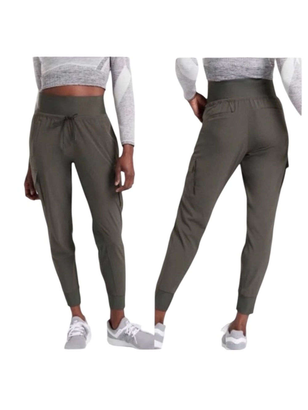 Athleta Sutton Jogger Tech Pants 8 UPF Olive Cargo Travel Lightweight Gorpcore